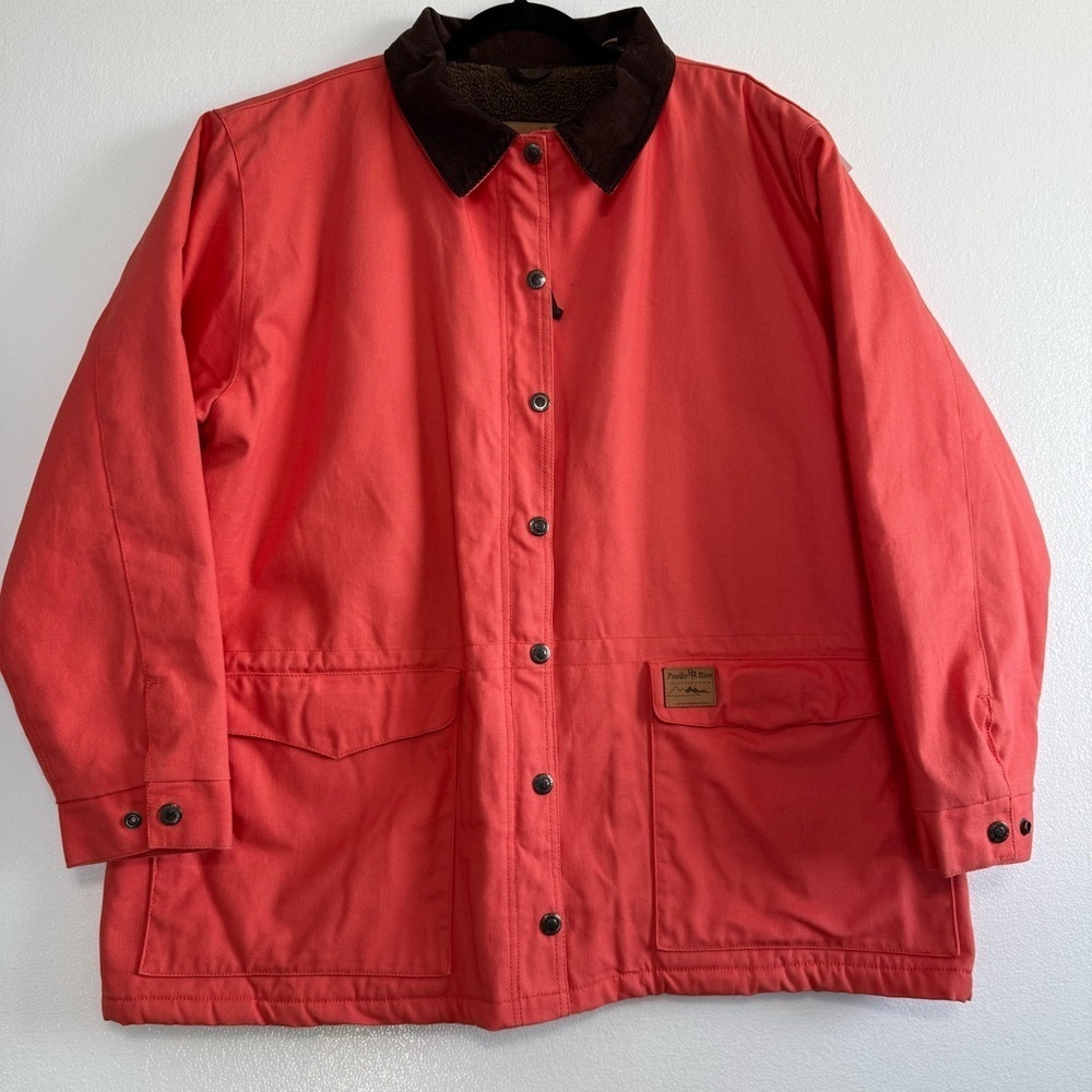 Powder River Panhandle Western Barn Jacket Size XXL Orange Canvas Sherpa Lined